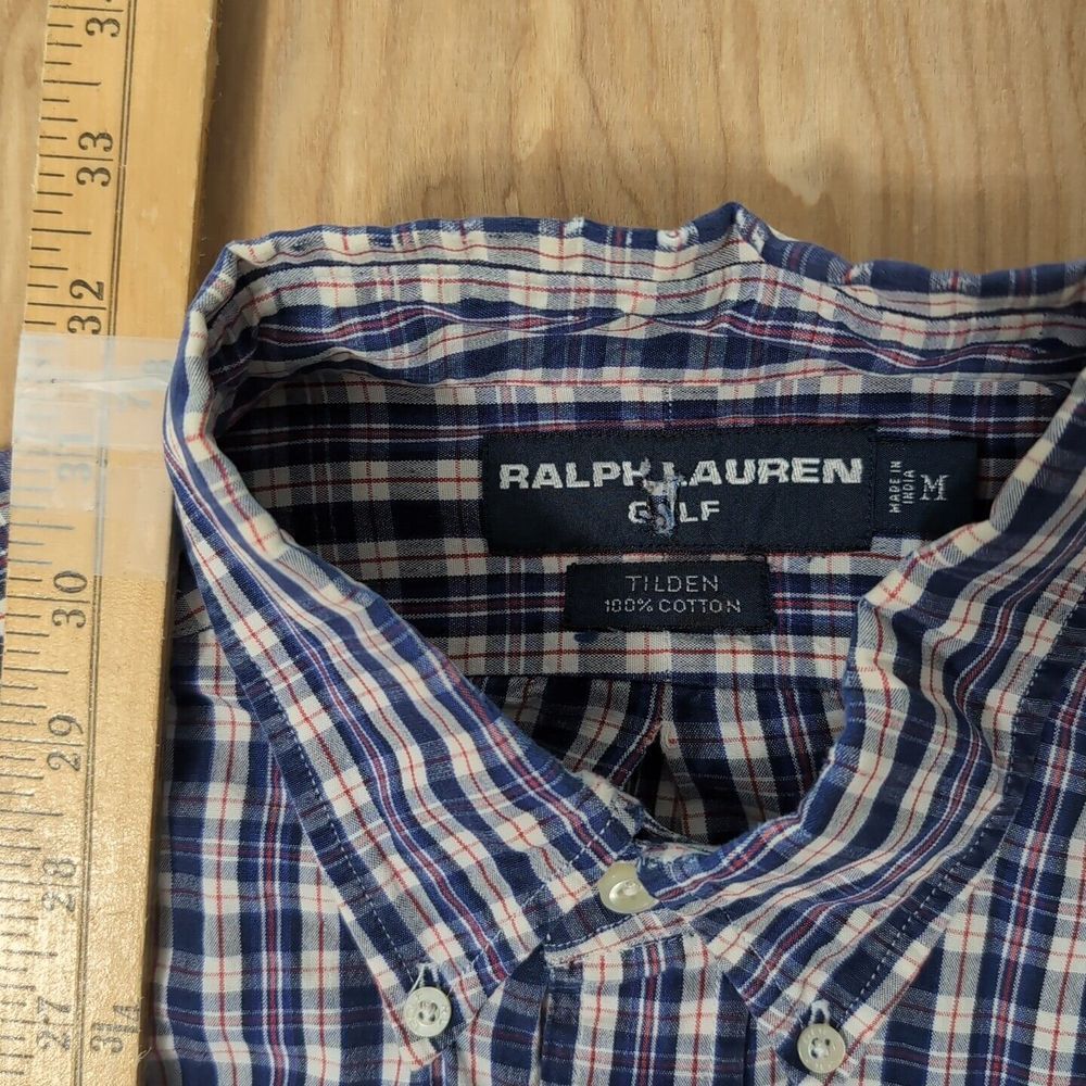 Ralph Lauren Golf Tilden Shirt Mens Med Plaid L/S Button Up Crest Logo - Picture 3 of 6